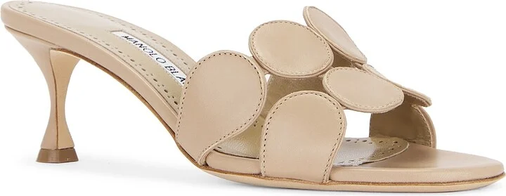 Manolo Blahnik Haribalmu 50 Nappa Mule in Cream - Image 2