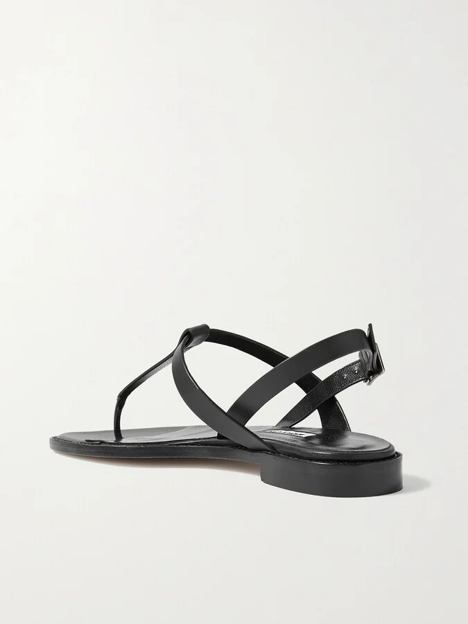 Manolo Blahnik - Hata Leather Slingback Sandals - Black - Image 3