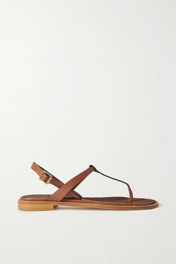 Manolo Blahnik - Hata Leather Slingback Sandals - Brown