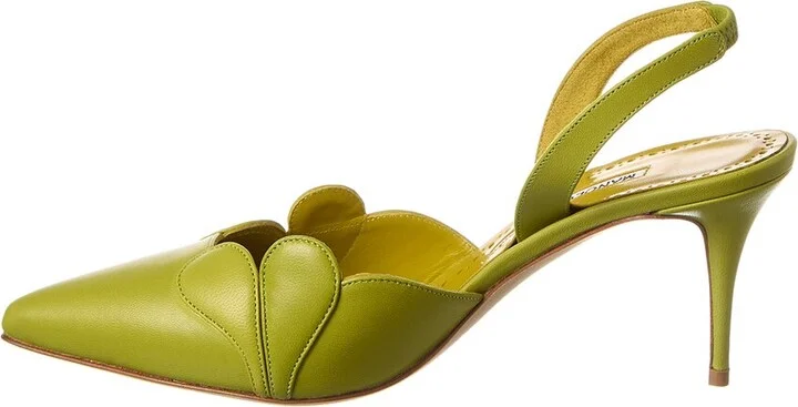 Manolo Blahnik Hatsibsli 70 Leather Slingback Pump - Image 2