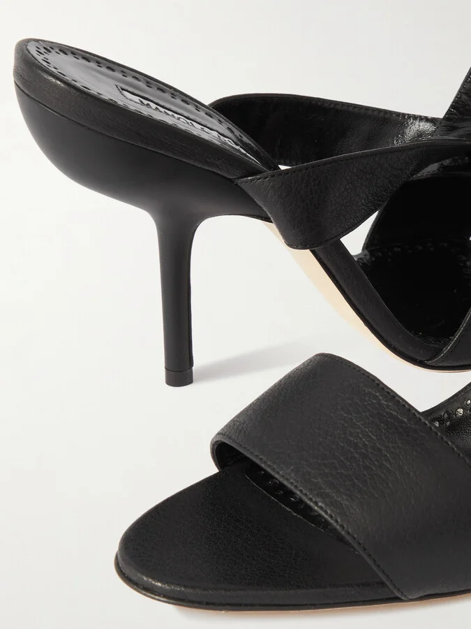 Manolo Blahnik - Helua 105 Textured-leather Sandals - Black - Image 4