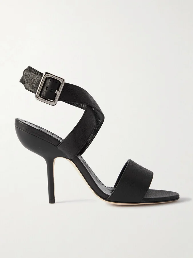 Manolo Blahnik - Helua 105 Textured-leather Sandals - Black