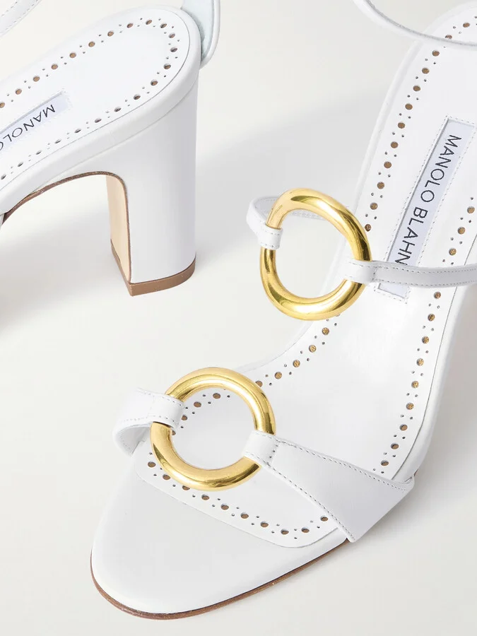 Manolo Blahnik - Hisfahan 90 Leather Sandals - White - Image 4