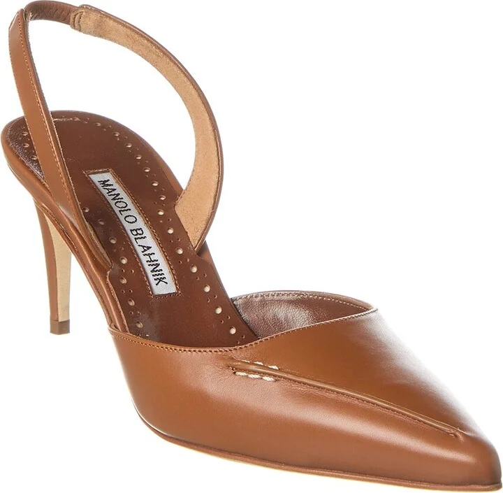 Manolo Blahnik Homerasli 70 Leather Slingback Pump