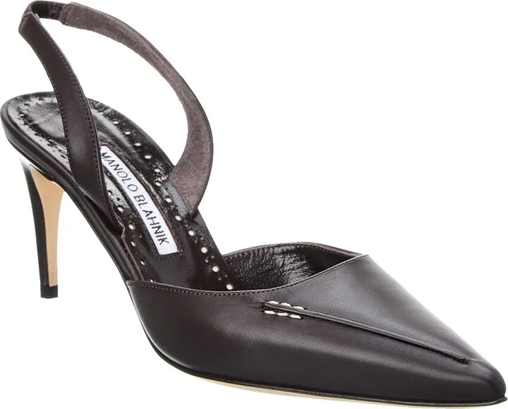Manolo Blahnik Homerasli 70 Leather Slingback Pump