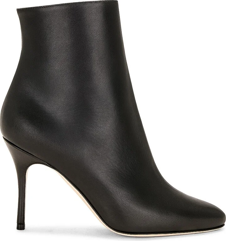 Manolo Blahnik Insopo 90 Leather Boot in Black