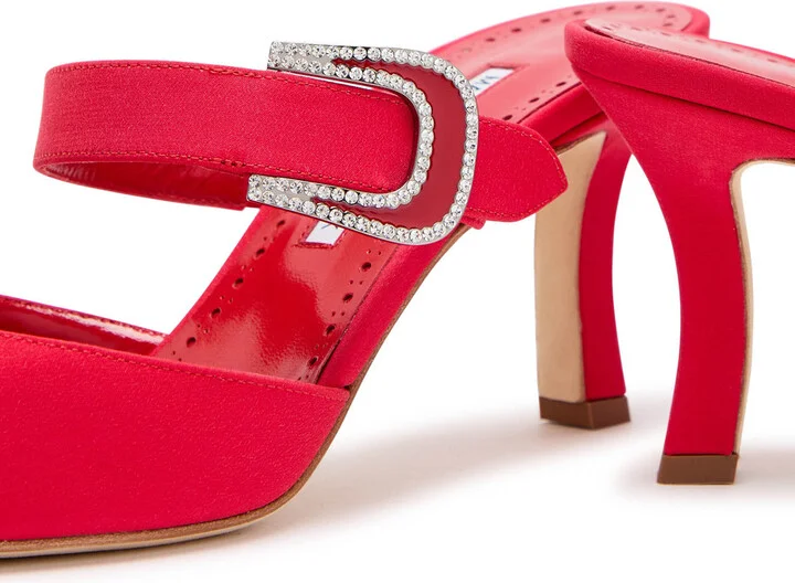 Manolo Blahnik Jabita 70 Crepe de Chine Mules - Image 4