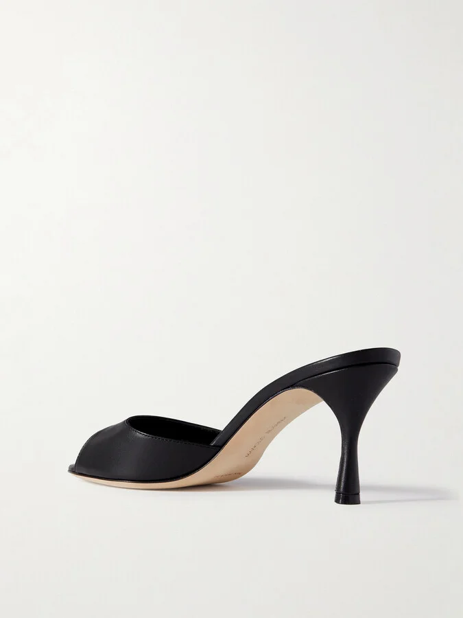 Manolo Blahnik - Jada 70 Leather Mules - Black - Image 3