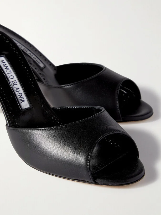 Manolo Blahnik - Jada 70 Leather Mules - Black - Image 4