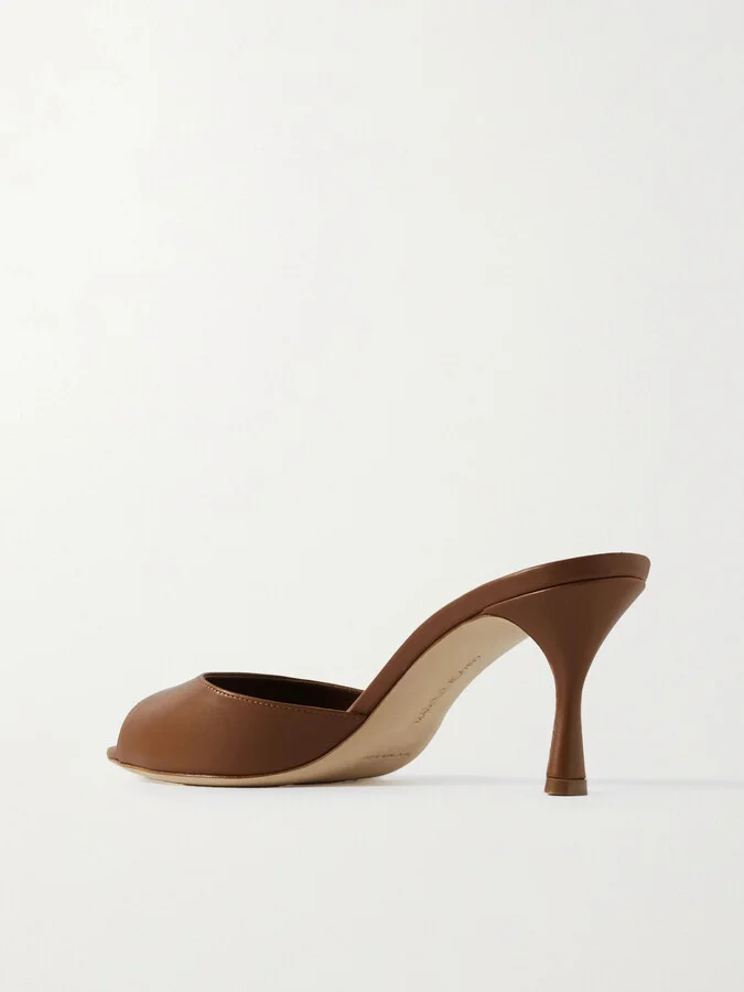 Manolo Blahnik - Jada 70 Leather Mules - Brown - Image 3