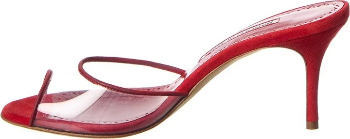 Manolo Blahnik Jadifa 70 Vinyl & Suede Sandal - Image 2