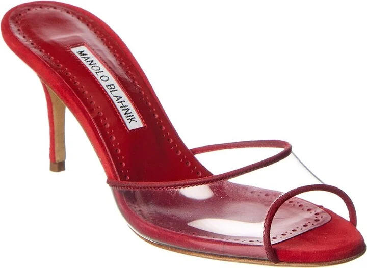 Manolo Blahnik Jadifa 70 Vinyl & Suede Sandal