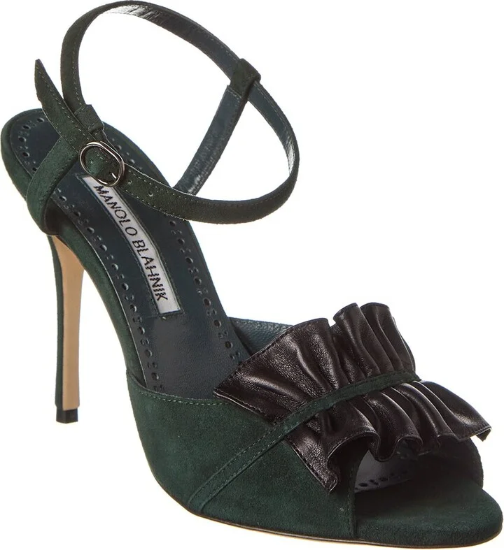 Manolo Blahnik Khedni 105 Suede & Leather Sandal