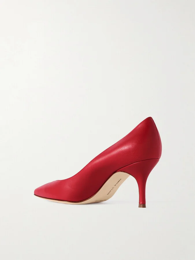 Manolo Blahnik - Kietta 70 Leather Pumps - Red - Image 3