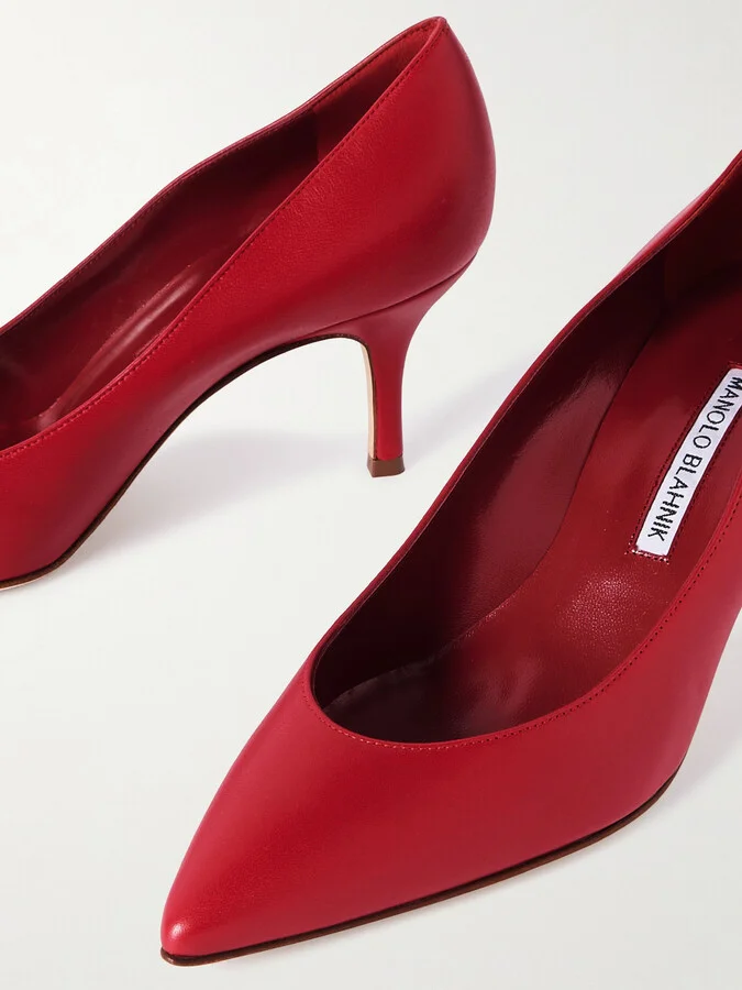 Manolo Blahnik - Kietta 70 Leather Pumps - Red - Image 4