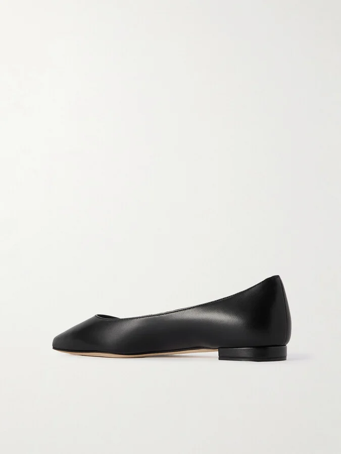 Manolo Blahnik - Kietta Leather Point-toe Flats - Black - Image 3