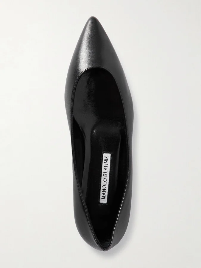 Manolo Blahnik - Kietta Leather Point-toe Flats - Black - Image 5