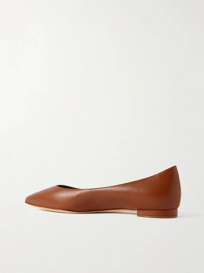Manolo Blahnik - Kietta Leather Point-toe Flats - Brown - Image 3