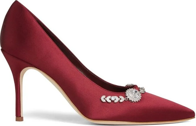 Manolo Blahnik Lamikpump Embellished Satin Pumps