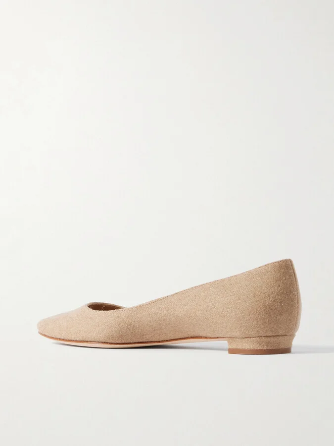 Manolo Blahnik - Lanza Bb Wool Point-toe Flats - Neutrals - Image 3