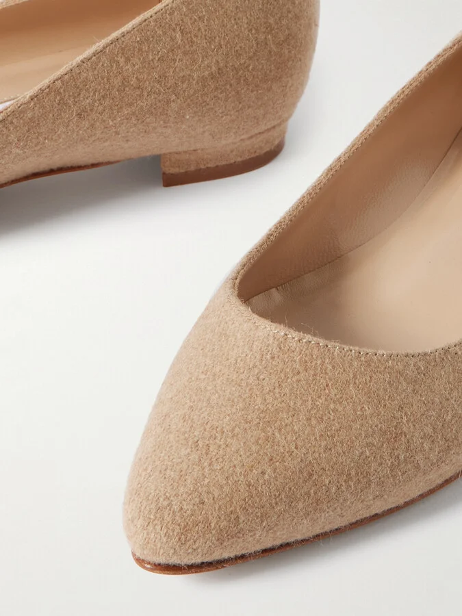 Manolo Blahnik - Lanza Bb Wool Point-toe Flats - Neutrals - Image 4