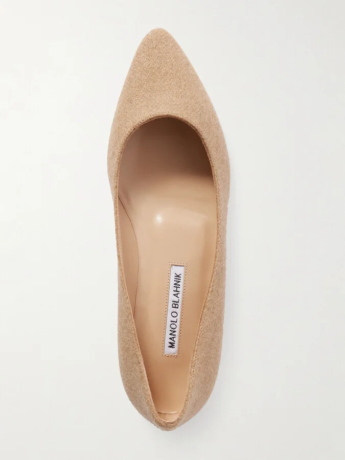 Manolo Blahnik - Lanza Bb Wool Point-toe Flats - Neutrals - Image 5