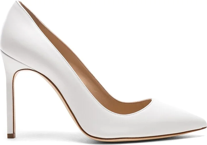 Manolo Blahnik Leather BB 105 Heels in White