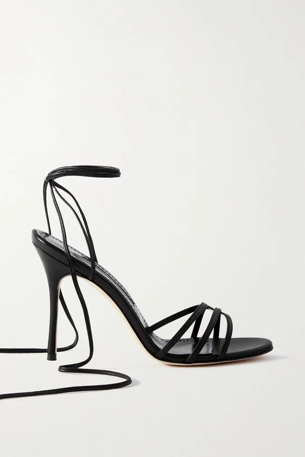 Manolo Blahnik - Leva 105 Leather Sandals - Black
