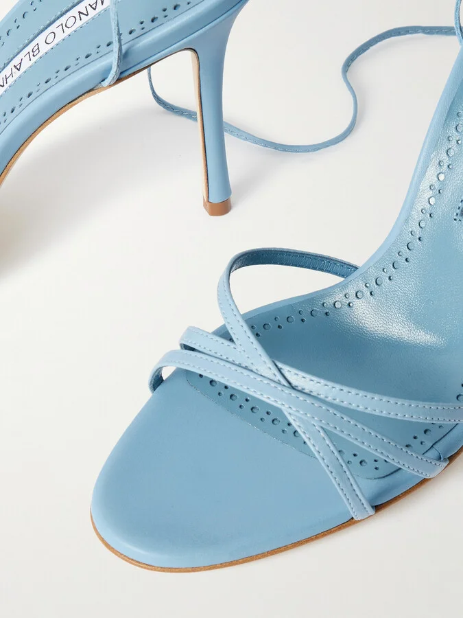 Manolo Blahnik - Leva 105 Leather Sandals - Blue - Image 4