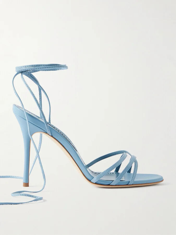 Manolo Blahnik - Leva 105 Leather Sandals - Blue