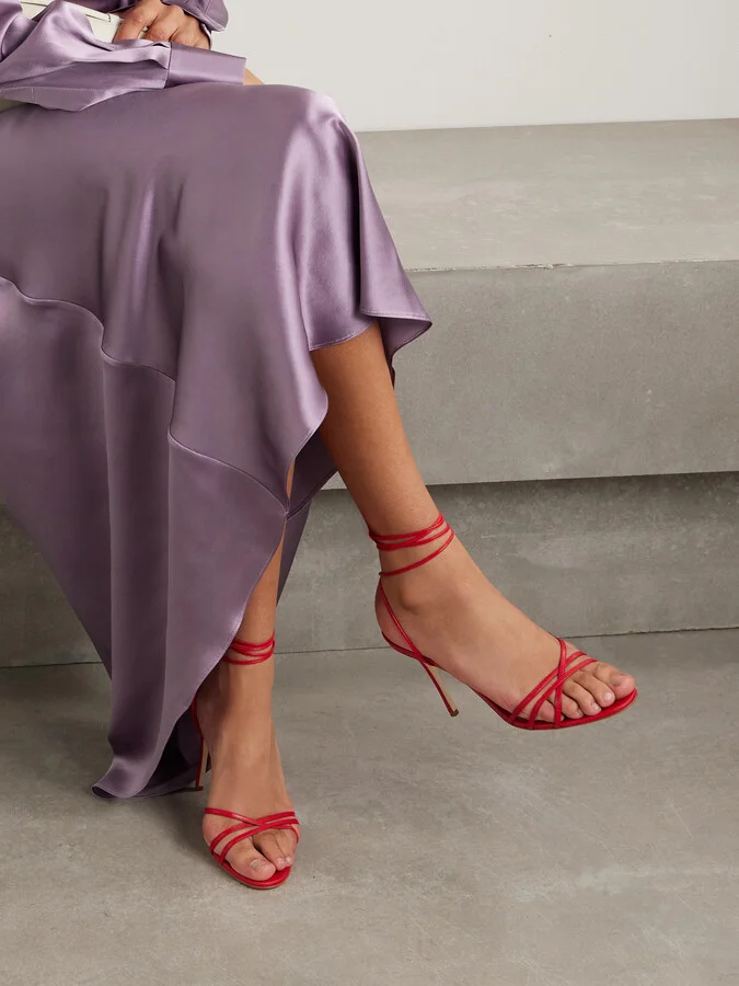 Manolo Blahnik - Leva 105 Leather Sandals - Red - Image 2