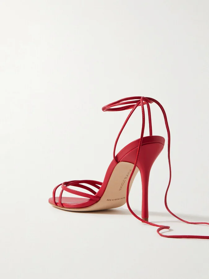 Manolo Blahnik - Leva 105 Leather Sandals - Red - Image 3