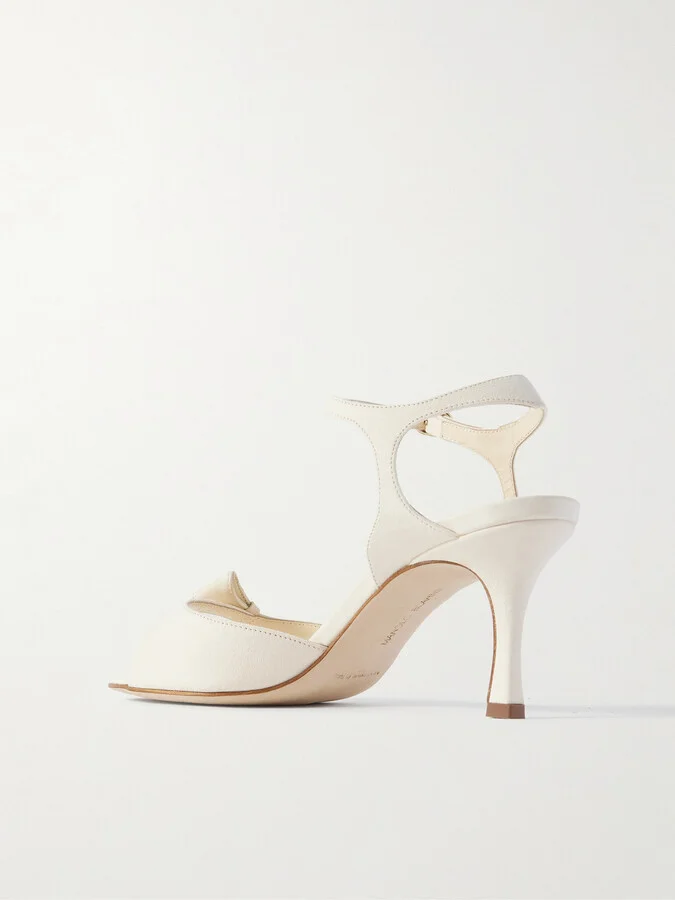 Manolo Blahnik - Limosan 70 Leather Sandals - Cream - Image 3