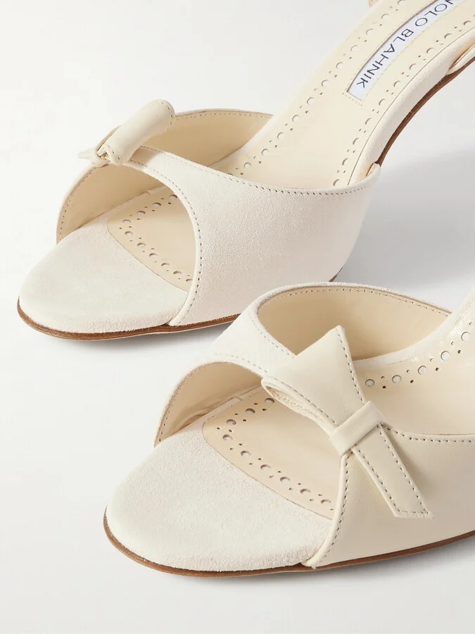 Manolo Blahnik - Limosan 70 Leather Sandals - Cream - Image 4