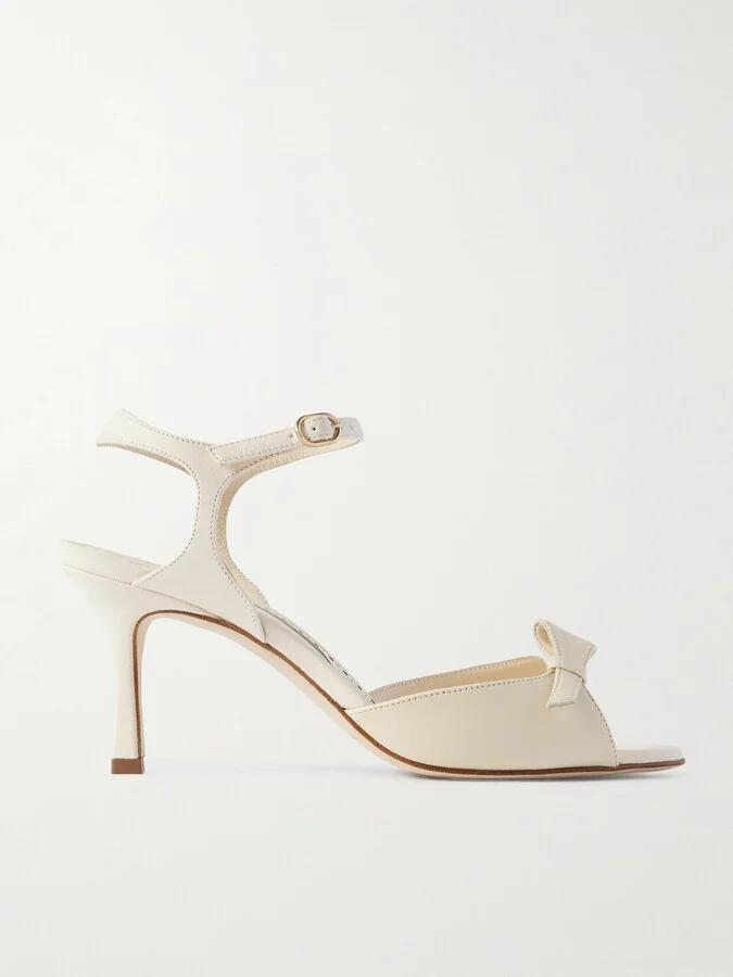 Manolo Blahnik - Limosan 70 Leather Sandals - Cream