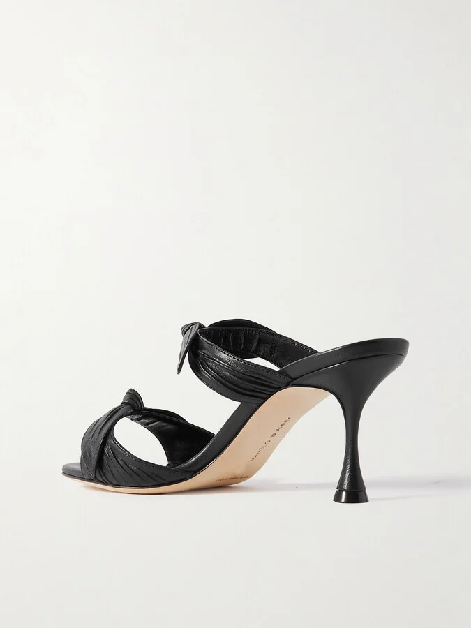 Manolo Blahnik - Lollo 70 Bow-embellished Leather Mules - Black - Image 3