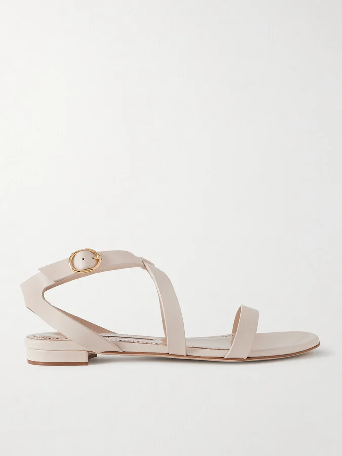 Manolo Blahnik - Magalou Leather Sandals - Cream