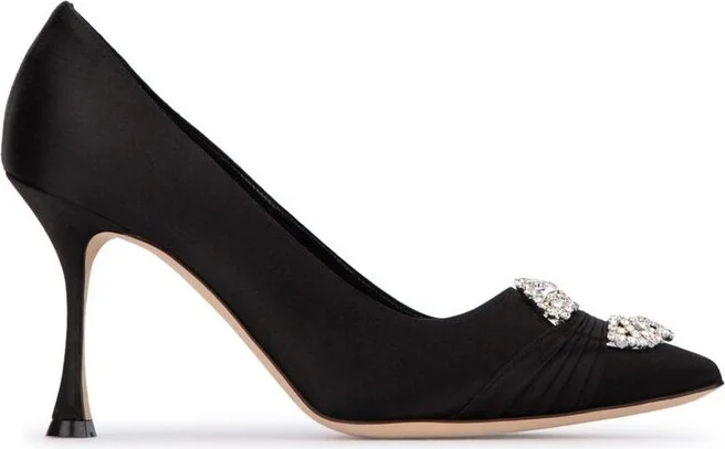 Manolo Blahnik Maida Embellished Satin Pumps