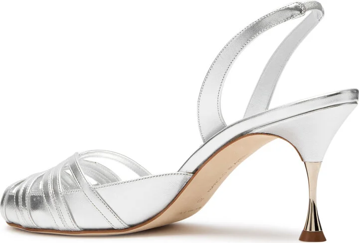 Manolo Blahnik Makanaksli 70 Metallic Leather Slingback Pumps - Image 2