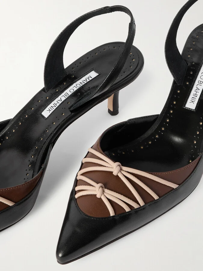 Manolo Blahnik - Maretsli 50 Leather Slingback Pumps - Black - Image 4