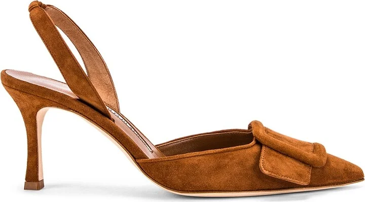 Manolo Blahnik May 70 Suede Slingback in Pink