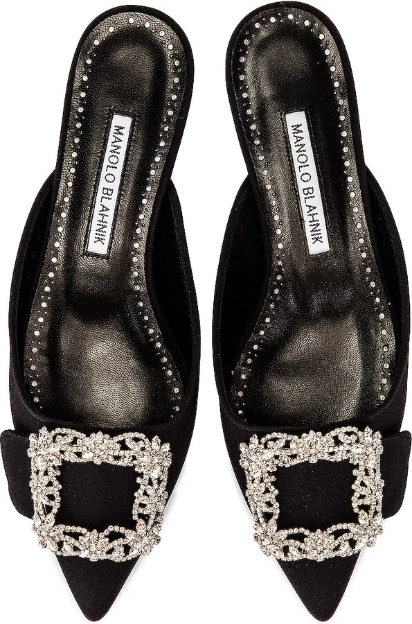 Manolo Blahnik Maysale 10 Jewel Mule in Black