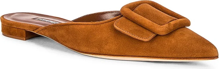 Manolo Blahnik Maysale 10 Suede Mule in Brown - Image 2