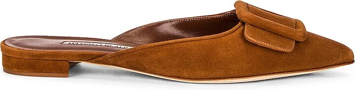 Manolo Blahnik Maysale 10 Suede Mule in Brown