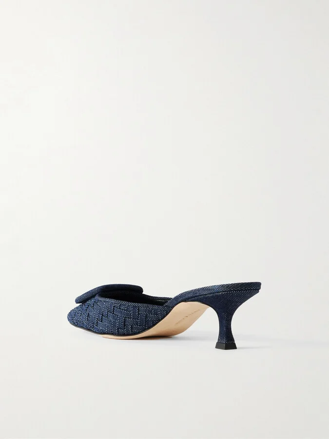 Manolo Blahnik - Maysale 50 Buckled Denim Mules - Blue - Image 3