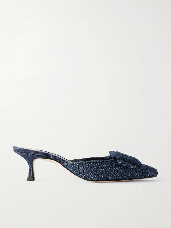 Manolo Blahnik - Maysale 50 Buckled Denim Mules - Blue