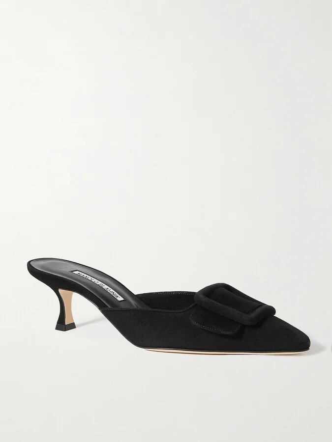 Manolo Blahnik - Maysale 50 Buckled Suede Mules - Black