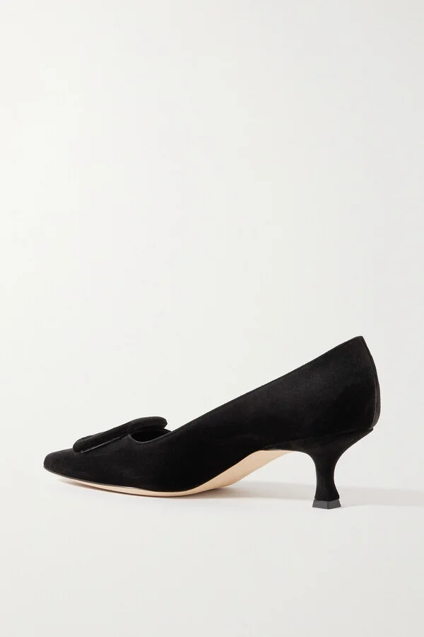 Manolo Blahnik - Maysale 50 Buckled Velvet Pumps - Black - Image 3