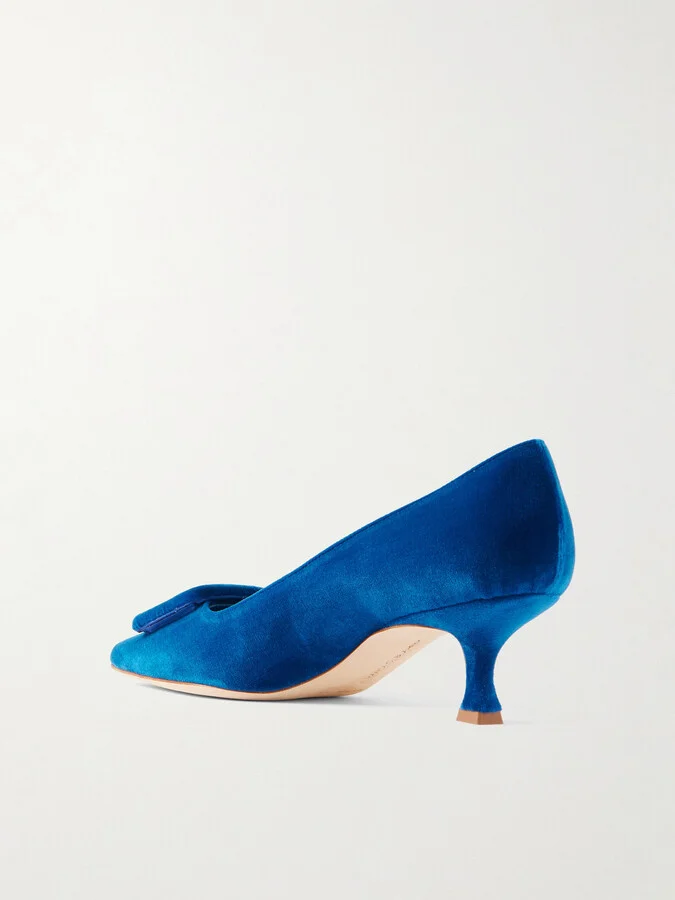 Manolo Blahnik - Maysale 50 Buckled Velvet Pumps - Blue - Image 3