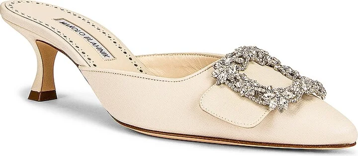 Manolo Blahnik Maysale 50 Mule in Cream - Image 2